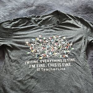 Gray Graphic T-Shirt with Colorful Lights